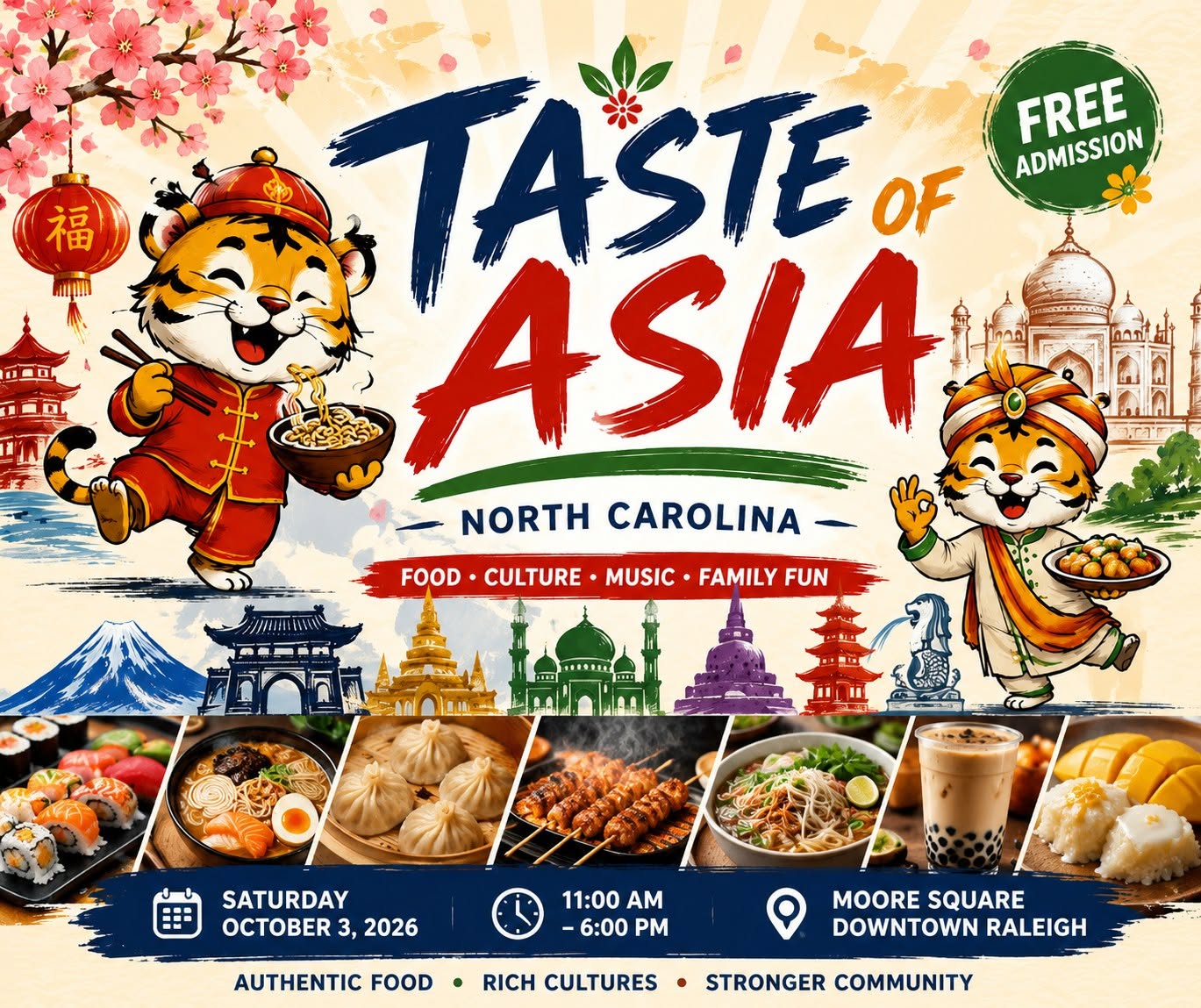 Taste of Asia 2026 event poster with the October 3 date and Moore Square location